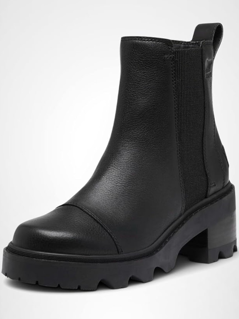 Sorel Black Leather Chelsea Lug Bootie - Women
